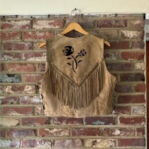 Unique Rare Vintage Tan Leather Vest
